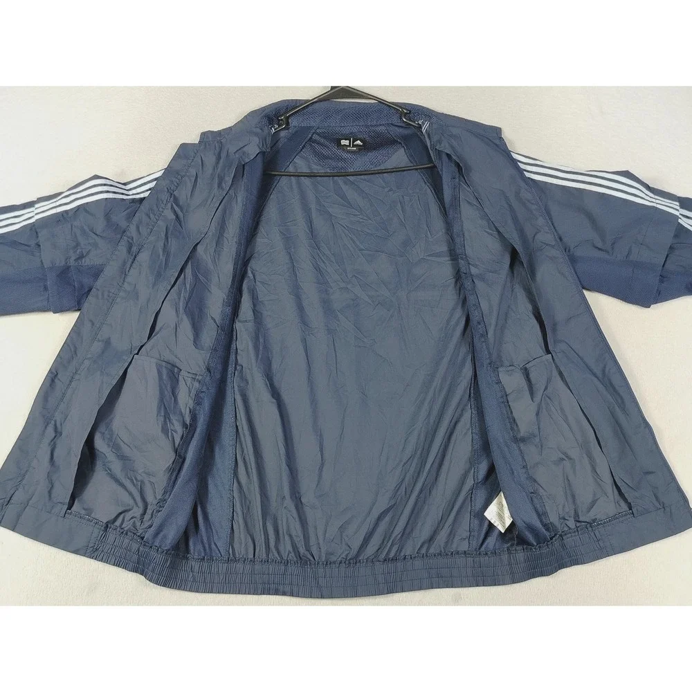 Vintage Adidas Track Jacket Mens M/L Blue 3 Stripe Button Off Sleeve Trefoil